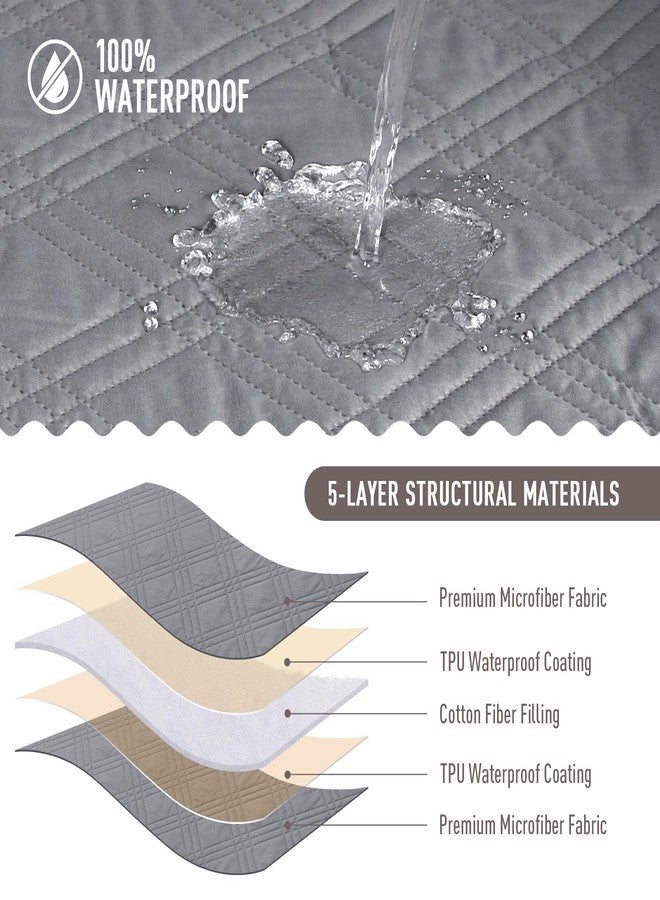 TAOCOCO 100% Waterproof Couch Cushion Cover Reversible Sofa Seat Cover for Dogs Pets Chaise Couch Cover for Sectional Sofa U Shape Couch Furniture Protector Sofa Slipcover(Oversized Sofa, Light Gray) - Image 3